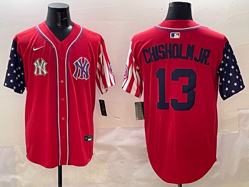 Men New York Yankees #13 Chisholm jr Red a generation of national flags Jointly Name 2025 Nike MLB Jersey style 10->new york yankees->MLB Jersey